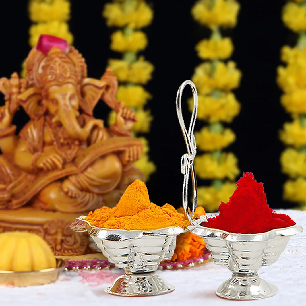 Articles Silver Sugandha Haldi Kumkum Stand