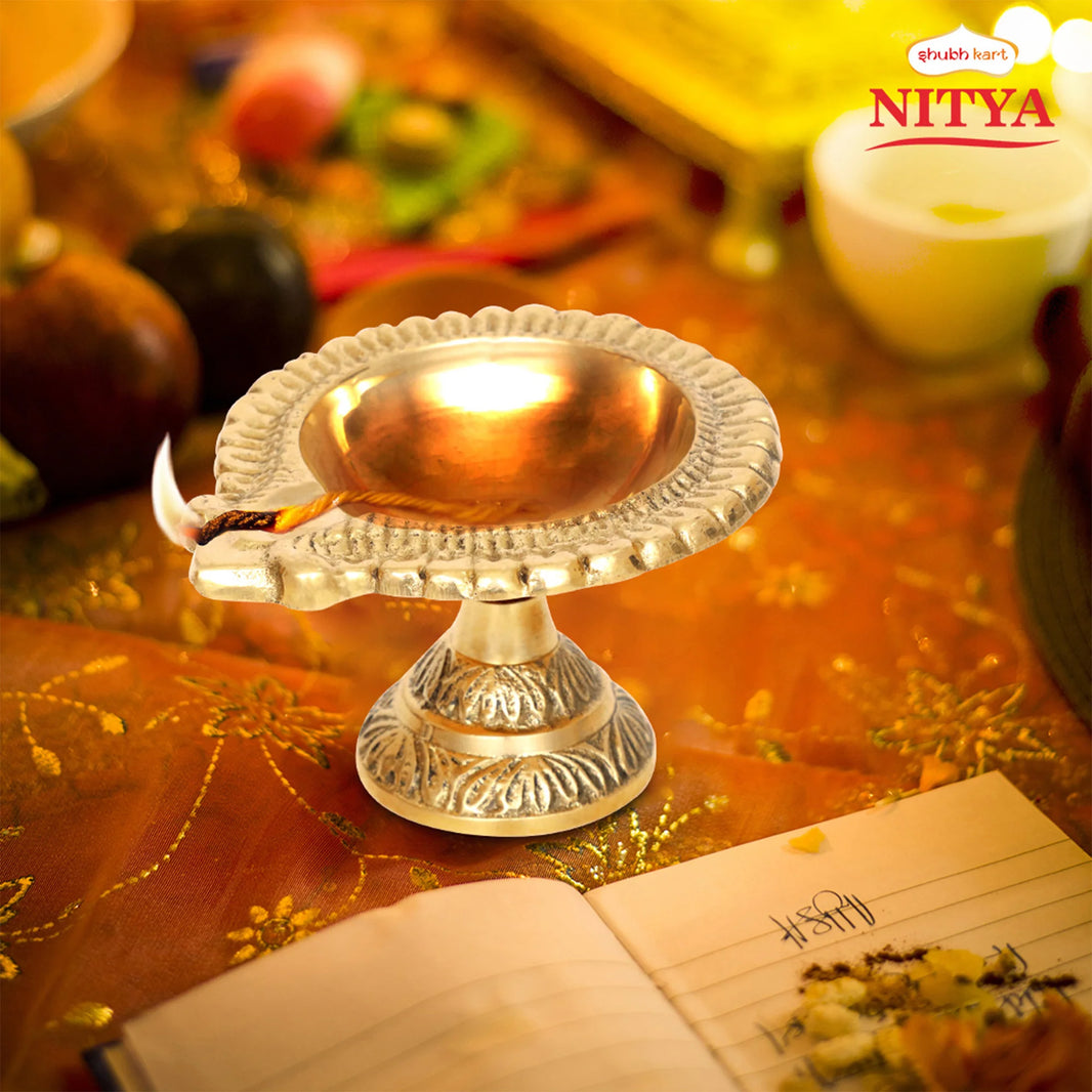 Articles Brass Nitya Paan Diya with Stand 80gm