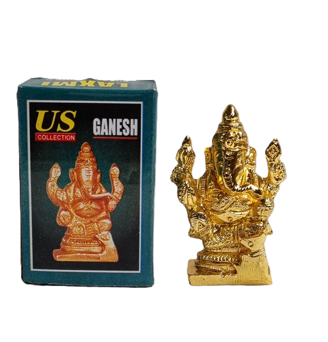 Articles Brass Ganeshji Statue 2.5 Inch Gold