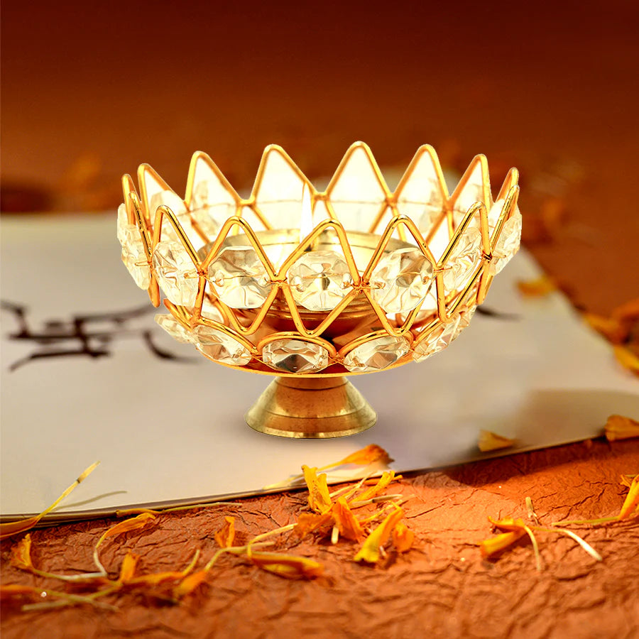 Articles Brass Nitya Gomedh Crystal Pyali Diya (Small)