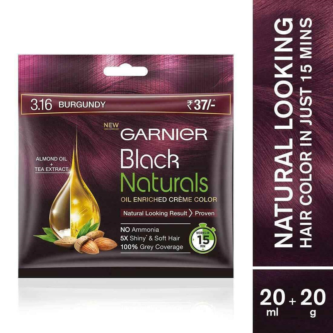 Hair Colour Garnier Colour Shade 3.16 (Natural Burgundy) 20ml + 20gm
