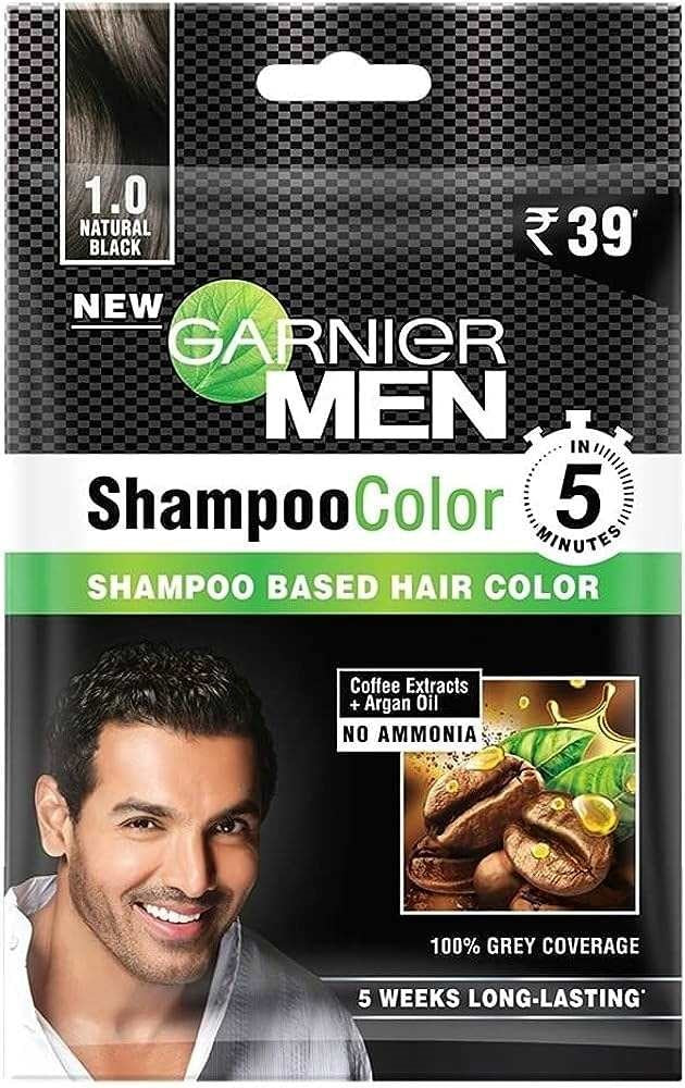Hair Colour Garnier Men Shampoo 5 Minute Colour No.1.0 (Natural Black)10ml