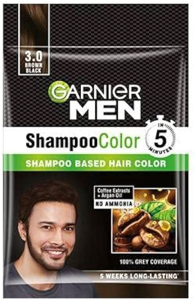 Hair Colour Garnier Men Shampoo 5 Minute Colour No.3.0 (Brown Black)10ml