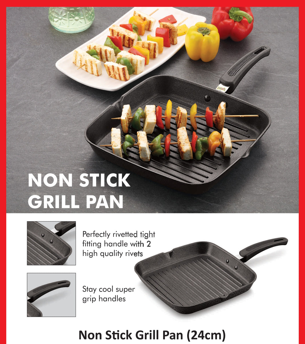Komal Nonstick Grill Pan Cookware (24cm)