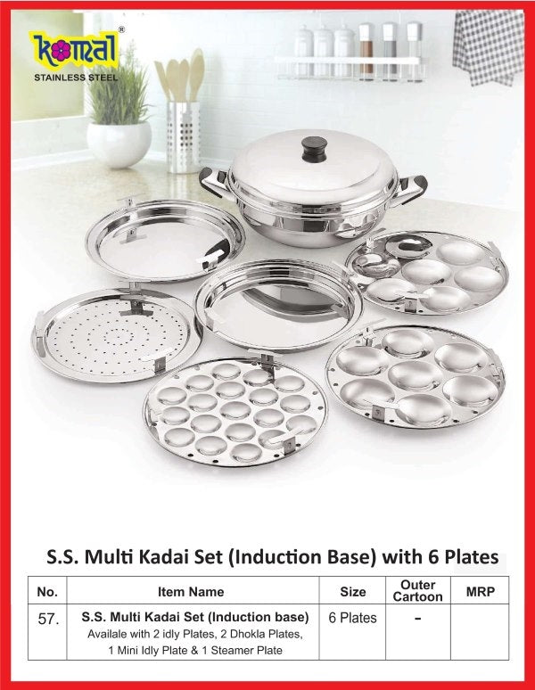 Komal S.S. Multi Kadai Set (Induction Bottom) (6plates)