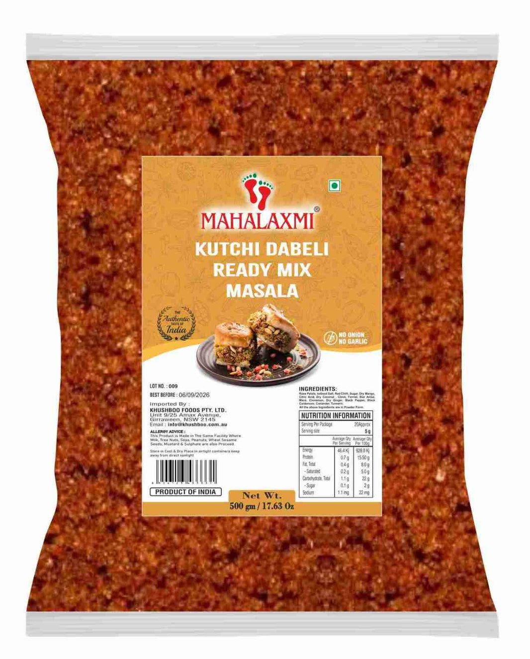 Mahalaxmi Kutchi Dabeli Ready Mix 500gm (NONG) (Big Pouch)