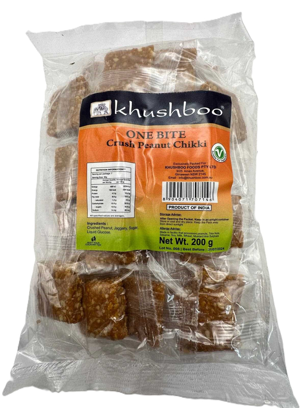 Chikki One Khushboo One Bite Crush Peanut 200gm