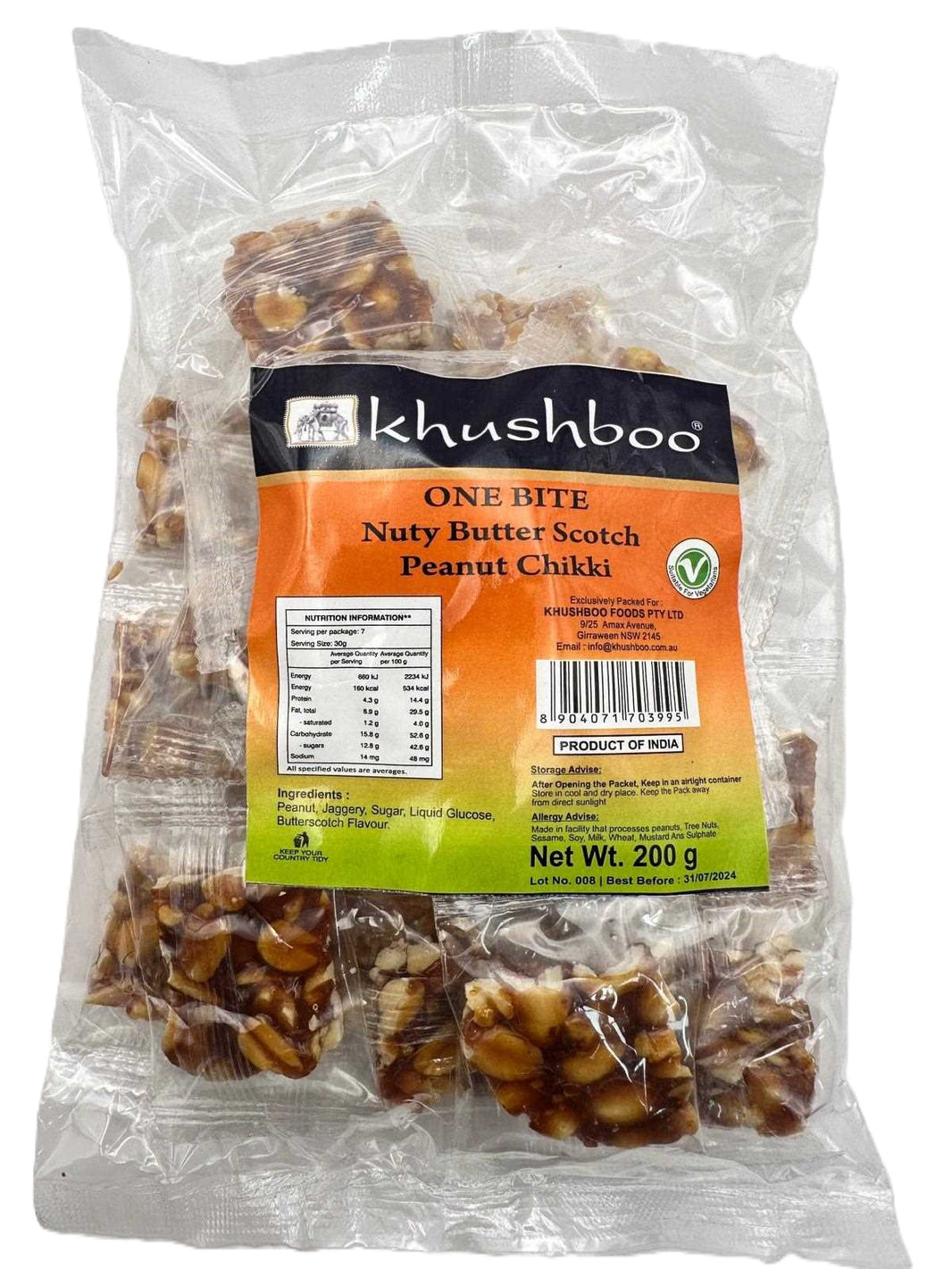 Chikki One Khushboo One Bite Nuty Butter Scotch Peanut 200gm