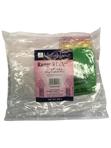 Rangoli Colours Ready Kit (300g White, 50g 4 different colours) 500gm