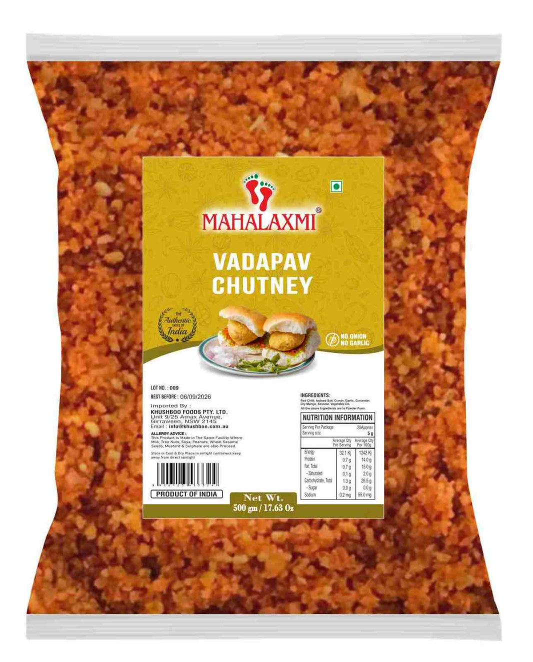 Mahalaxmi Vada Pav Chutney 500gm (Big Pouch)