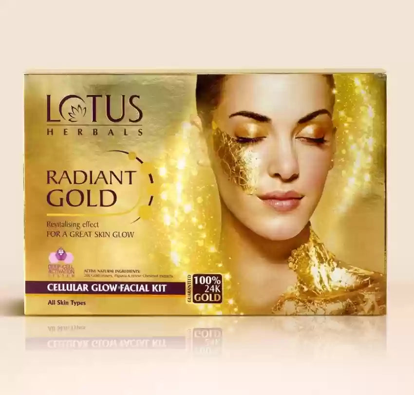 Facial Kit Lotus Gold Cellular Glow Single Salon Grade 37gm