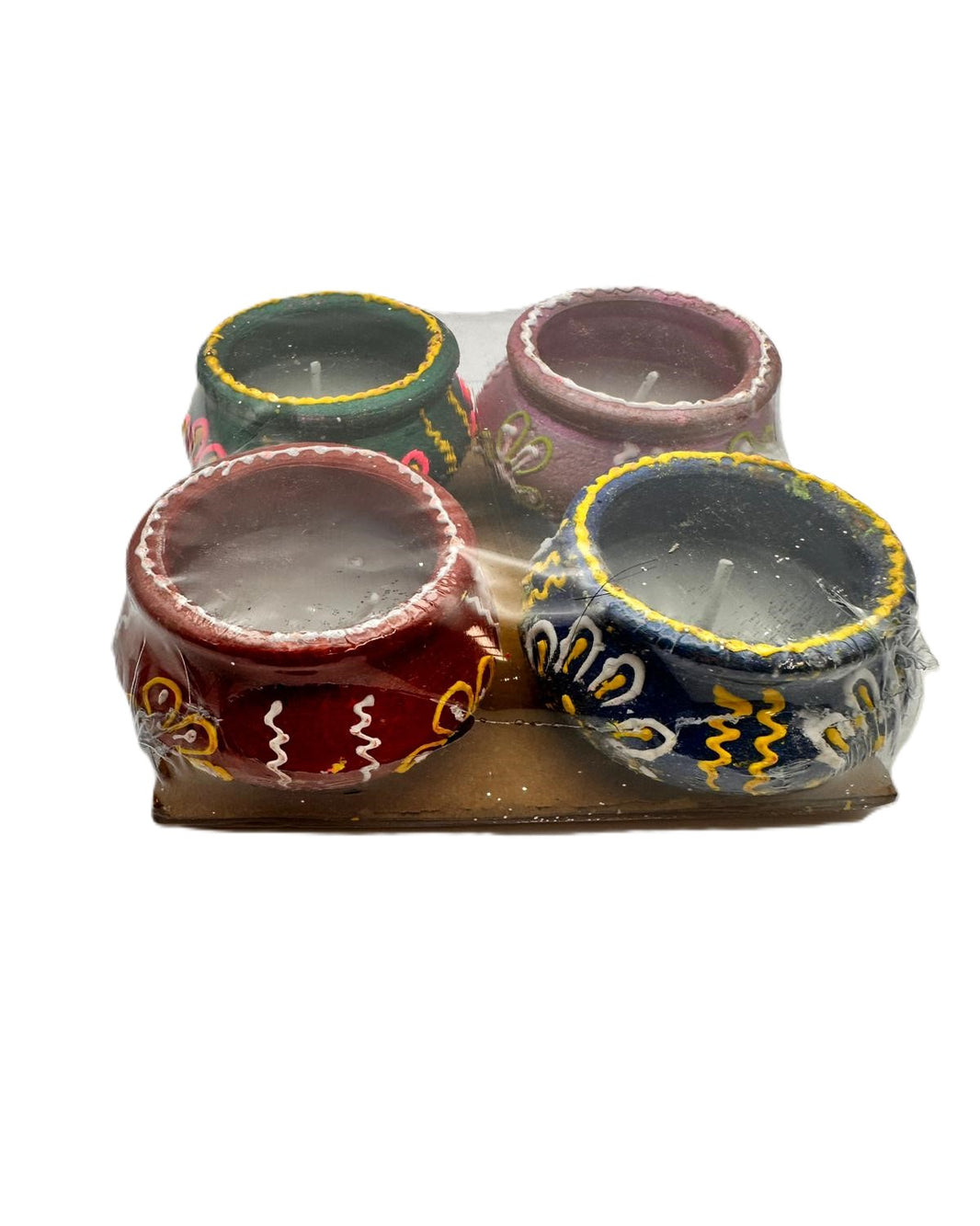 Diya Fancy Diya with Wax 4 Pcs Set (Matki No 1)