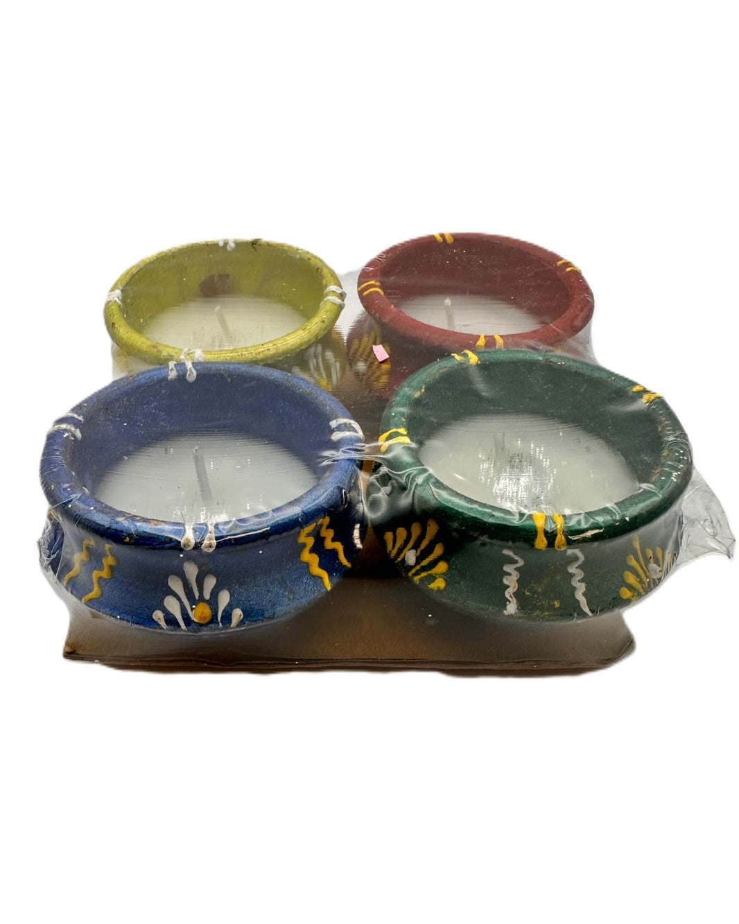 Diya Fancy Diya with Wax 4 Pcs Set (Matki No 2)