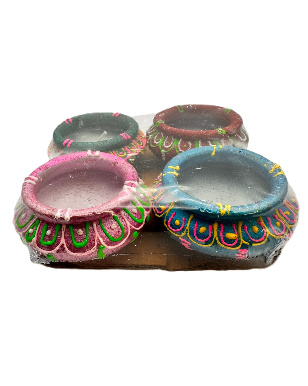 Diya Fancy Diya With Wax 4 Pcs Set (Matki No 3)