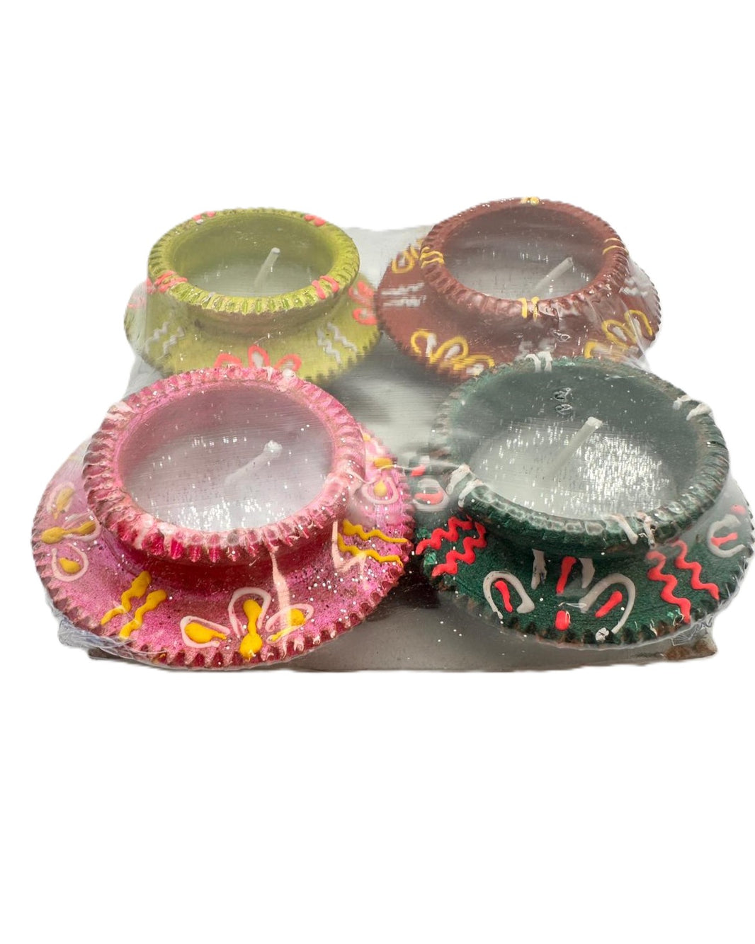 Diya Fancy Diya With Wax 4 Pcs Set (Matki No 5)