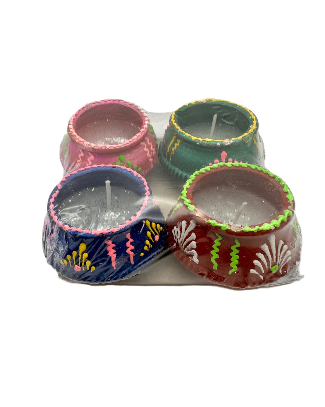 Diya Fancy Diya With Wax 4 Pcs Set (Matki No 6)