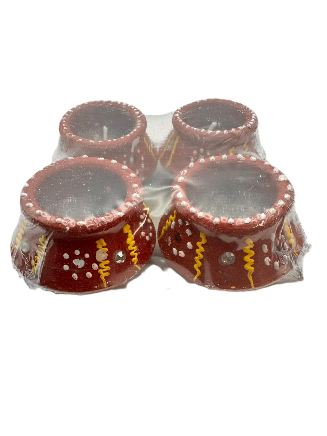 Diya Fancy Diya With Wax 4 Pcs Set (Matki No 7)