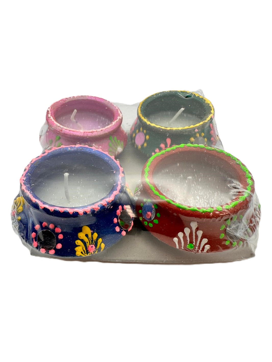 Diya Fancy Diya With Wax 4 Pcs Set (Matki No 9)