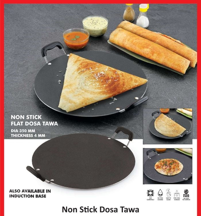 Komal Nonstick Flat Dosa Tawa (350mm) Induction Base