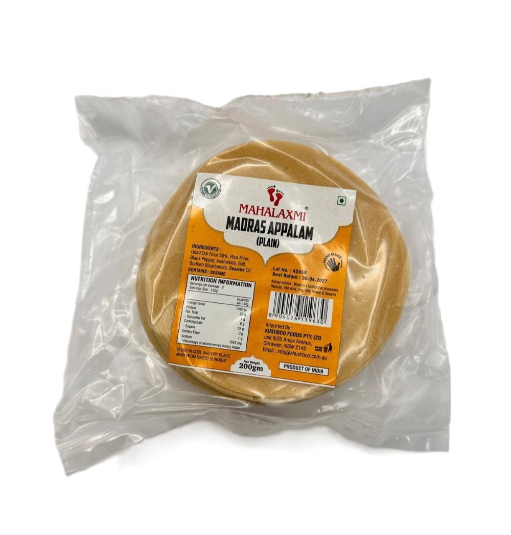 Papad Mahalaxmi Madras Appalam (Plain) (4inch) 200gm